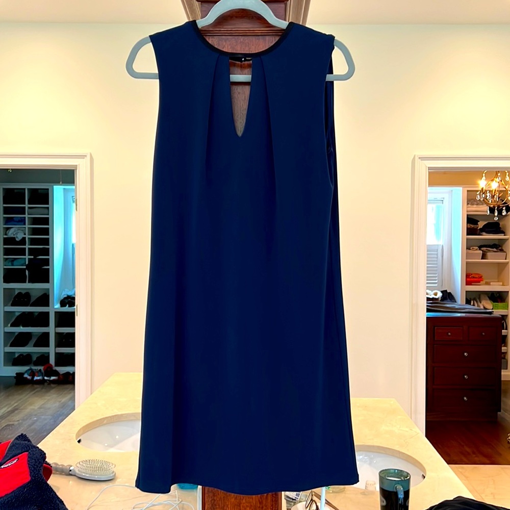 Kit from the Kloth sleeveless short dress in navy with black trim, never worn
